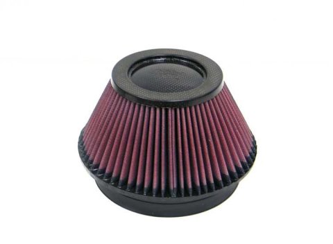 K&N Universal Round Tapered Carbon Fiber Air Filter 6in Flg ID Centered/7.5in B OD/4.5in T OD/4in H thumbnail 1