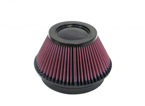 K&N Universal Round Tapered Carbon Fiber Air Filter 6in Flg ID Centered/7.5in B OD/4.5in T OD/4in H thumbnail 2