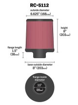K&N Filter Universal Rubber Filter 3.5in Flange 6.625in Top 8in Height Center Hole thumbnail 5