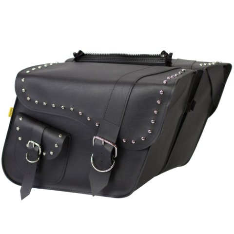Willie & Max Universal Ranger Studded Large Slant Saddlebags (16 in L x 11 in H x 6.5 in W) - Black thumbnail 2