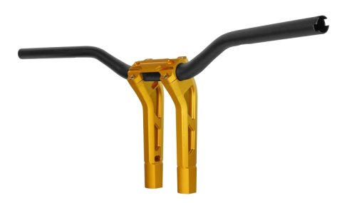 Performance Machine Phatbar H-Bar Assy, 9in Riser, 1-1/4in Bar, Int Wire, Gauge Mount - Gold Ops thumbnail 2
