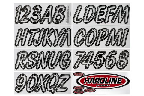 Hardline Boat Lettering Registration Kit 3 in. - 400 Transparent Clear/Black thumbnail 1