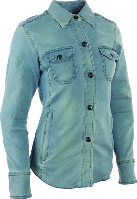 Speed and Strength Speed Society Armored Moto Shirt Denim Blue Womens - Small thumbnail 1