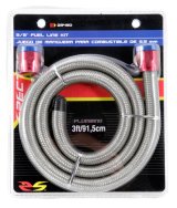 Spectre Stainless Steel Flex Fuel Line 3/8in. ID - 3ft. w/Clamps Red/Blue thumbnail 9