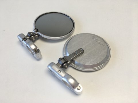 CRG Hindsight Folding 3 in. Round Bar-End Mirror Left - Silver thumbnail 1