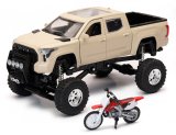 New Ray Toys Toyota Tundra Pro Lifted Truck Mud Bath with Honda Dirt Bike 1:32 Scale thumbnail 1