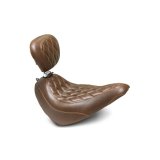Mustang 18-21 Harley Street Bob Wide Tripper Solo Seat w/Driver Backrest Diamond Stitch - Brown thumbnail 2