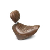 Mustang 18-21 Harley Fat Bob Wide Tripper Solo Seat w/Driver Backrest Diamond Stitch - Brown thumbnail 1