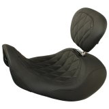 Mustang 06-17 Harley Dyna Wide Tripper Forward Solo Seat w/Driver Backrest Diamond Stitch - Black thumbnail 1