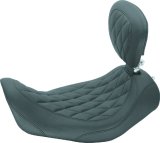 Mustang 06-17 Harley Dyna Wide Tripper Solo Seat w/Driver Backrest Diamond Stitch - Black thumbnail 1