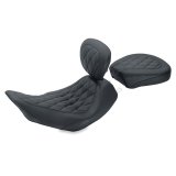 Mustang 06-17 Harley Dyna Wide Tripper Solo Seat w/Driver Backrest Diamond Stitch - Black thumbnail 2