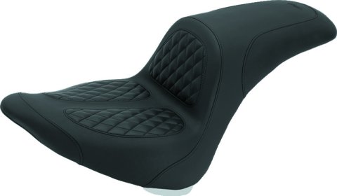 Mustang 06-17 Harley Softail Wide Tire (200mm) Fastback 1PC Seat w/Diamond Stitch - Black thumbnail 1