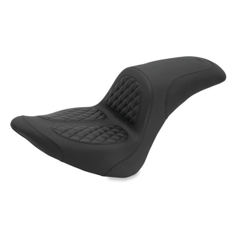 Mustang 06-17 Harley Softail Wide Tire (200mm) Fastback 1PC Seat w/Diamond Stitch - Black thumbnail 2