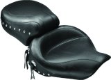 Mustang 91-05 Harley Dyna Wide Touring 1PC Seat w/Studs - Black thumbnail 1