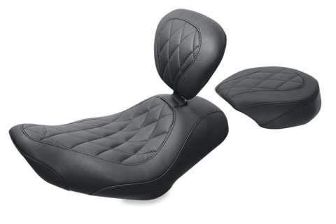 Mustang 04-21 Harley Wide Tripper Passenger Seat Diamond Stitch - Black thumbnail 1