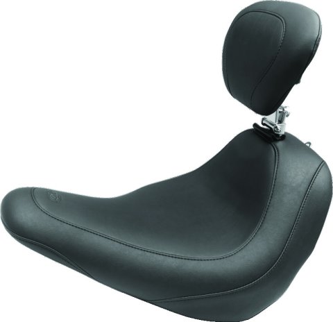 Mustang 18-21 Harley Low Rider, Sport Glide Wide Tripper Solo Seat w/ Driver Backrest - Black