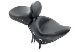 Mustang 84-06 Harley Standard Rear Tire Wide Touring Solo Seat w/Driver Backrest Studs - Black thumbnail 1