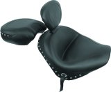 Mustang 02-09 Honda VTX1300 Retro, S ,T Wide Touring 2PC Seat w/Driver Backrest Studs - Black thumbnail 1