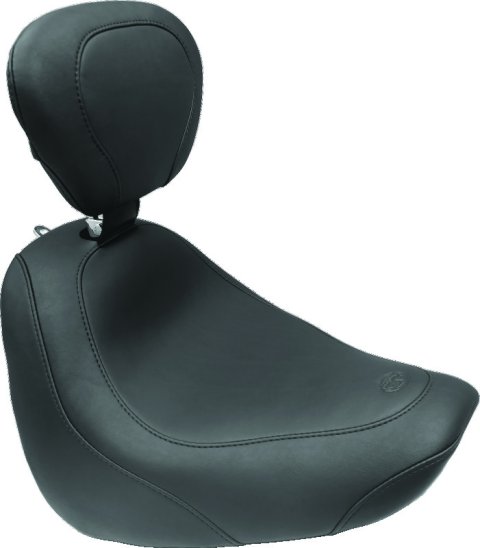 Mustang 18-21 Harley Fat Bob Wide Tripper Solo Seat w/ Driver Backrest - Black
