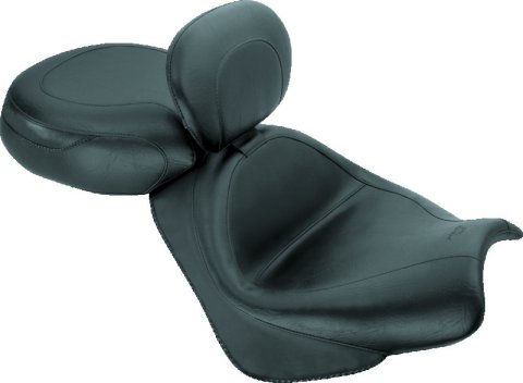 Mustang 02-08 Honda VTX1800 Retro, S, T Wide Touring 2PC Seat w/ Driver Backrest - Black thumbnail 1