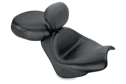 Mustang 02-08 Honda VTX1800 Retro, S, T Wide Touring 2PC Seat w/ Driver Backrest - Black thumbnail 2