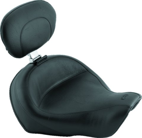 Mustang 06-17 Harley Dyna Wide Touring Solo Seat w/ Driver Backrest - Black thumbnail 1