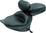 Mustang 07-17 Yamaha V-Star 1300,1300 Tourer Wide 2PC Seat w/ Driver Backrest Studs- Black thumbnail 1