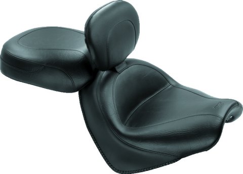 Mustang 04-09 Honda VTX1300C Wide Touring 2PC Seat w/Driver Backrest - Black