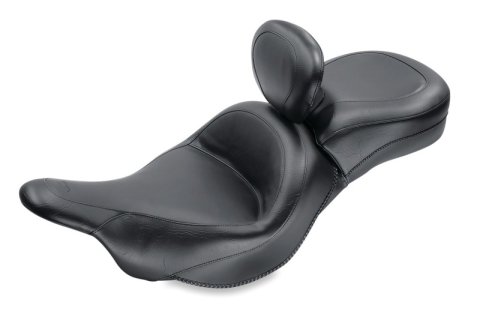 Mustang 09-21 Kawasaki Vulcan 1700 Voyager, Nomad Touring 1PC Seat w/Driver Backrest - Black thumbnail 1