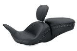 Mustang 08-21 Harley Electra Glide, Rd Glide, Rd King, Glide Lowdown 1PC Seat w/DBR Pearls - Black thumbnail 1