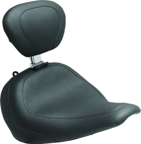 Mustang 18-21 Harley Fat Boy Wide Tripper Solo Seat w/Driver Backrest - Black