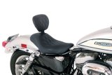 Mustang 04-21 Harley Sportster Wide Tripper Solo Seat w/Driver Backrest Diamond Stitch - Black thumbnail 1