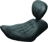 Mustang 04-21 Harley Sportster Wide Tripper Solo Seat w/Driver Backrest Diamond Stitch - Black thumbnail 2