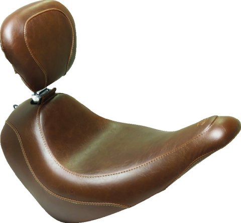 Mustang 18-21 Harley Low Rider, Sport Glide Wide Tripper Solo Seat w/Driver Backrest - Brown thumbnail 1