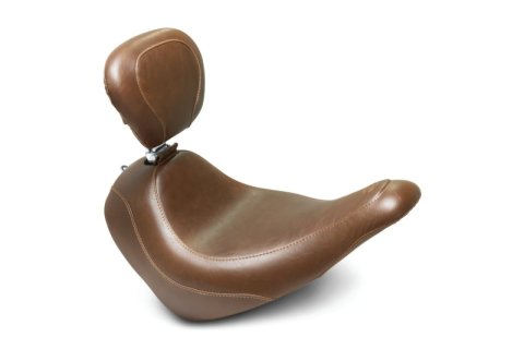 Mustang 18-21 Harley Low Rider, Sport Glide Wide Tripper Solo Seat w/Driver Backrest - Brown thumbnail 2