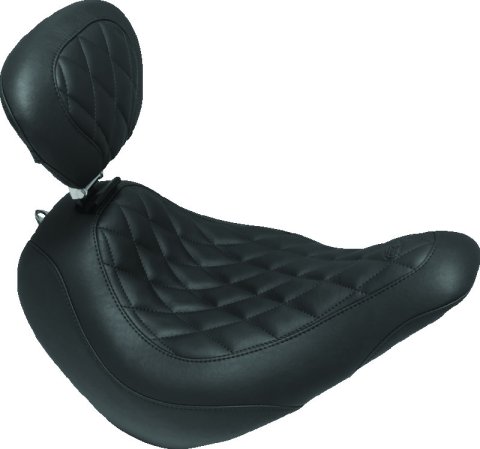 Mustang 18-21 Harley Low Rider, Sport Glide Wide Tripper Solo Seat w/DBR Diamond Stitch - Black thumbnail 2
