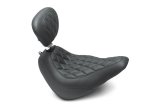 Mustang 18-21 Harley Softail Slim Wide Tripper Solo Seat w/Driver Backrest Diamond Stitch - Black thumbnail 2