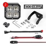 XK Glow XKchrome 20w LED Cube Light w/ RGB Accent Light Kit w/ Controller- Flood Beam 2pc thumbnail 1