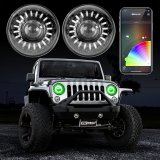 XK Glow 2pc 7in RGB LED Jeep Headlight XKchrome Bluetooth App Controlled Kit thumbnail 1