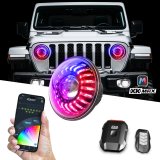 XK Glow 07-18 Jeep Wrangler JK 7in Headlight XKmax RGBW LED 2pc XKchrome Bluetooth App Cntl Kit thumbnail 2