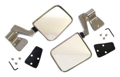 Crown Automotive Side View Mirrors 82200834CK Mirrors, Replacement, Manual, Flat, Chrome Housing, Jeep, Pair