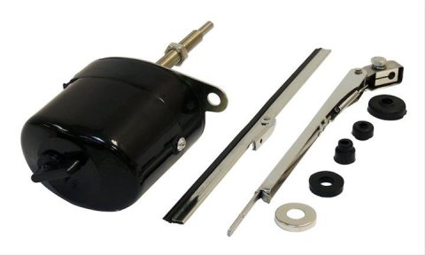 Crown Automotive Windshield Wiper Conversion Kits for 1942-1943 MB, 1943-1958 WILLYS - 12V Motor Kit, Front, Black, Grommets Included, Jeep, CJ-2, CJ-3, CJ-5, CJ-6, Kit