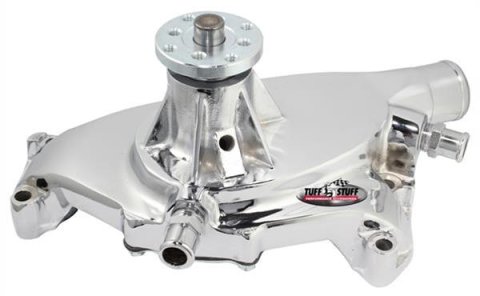 Tuff Stuff Performance Supercool Water Pumps 1495ABREV Pump, Mechanical, High-Volume, Counterclockwise, Aluminum, Polished, Chevy, Short Pump, Each thumbnail 2