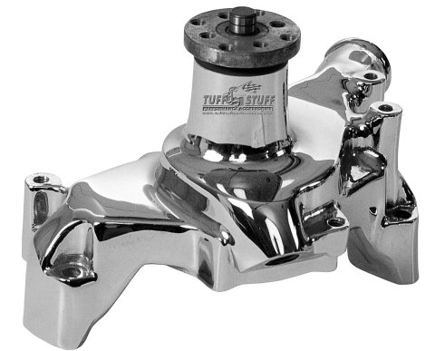 Tuff Stuff Performance Platinum Series Water Pumps 1511NB Pump, Mechanical, High-Volume, Aluminum, Polished, Chevy, Small Block, Long Pump, Each thumbnail 1