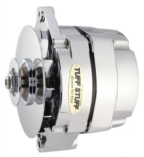 Tuff Stuff Performance High-Amp Output Alternators 7127NK12 Alternator, Performance, High Amp, GM 10si Case Style, 12 V, 140 Amps, Chrome, V-Belt, Each thumbnail 1