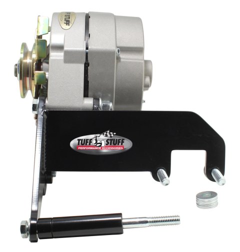 Tuff Stuff Performance Alternator Brackets 7668B Bracket for Chevy SBC Long Water Pump Stealth Black Powder Coated thumbnail 2