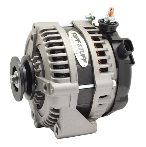 Tuff Stuff Performance MAX AMP Output Factory Cast-Plus Alternators 8320FC1G1W Alternator, 225 AMP, 1-Groove, 1-Wire, Natural, V-Belt Pulley, Left Offset, Each thumbnail 1