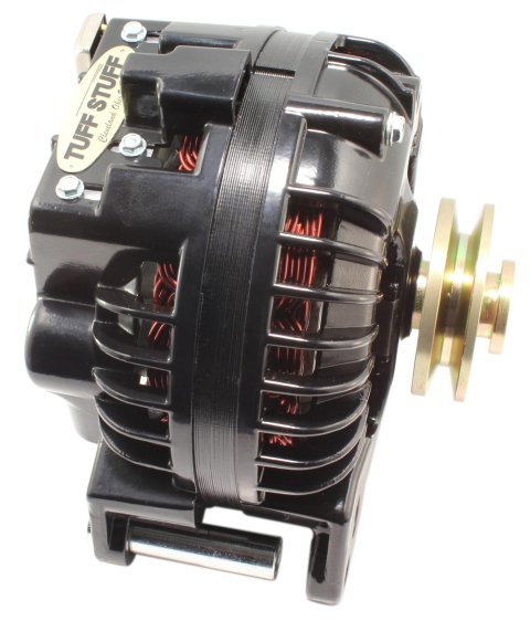 Tuff Stuff Performance High-Amp Output Stealth Black Alternators 9509RFSP and Generators, Alternators, Chrysler Square Back Case Style, 12 V, 130 amps, V-belt Pulley, Chrysler, Dodge thumbnail 1