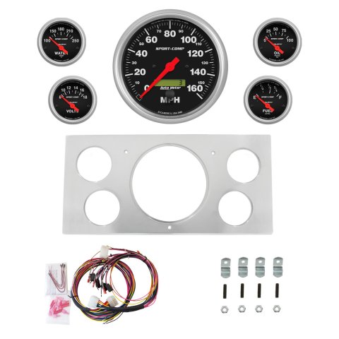 AutoMeter Sport-Comp 73-79 Ford Truck Direct-Fit Billet Panel/Gauge Kit - 5in. (x1) & 2-1/16in. (x4)