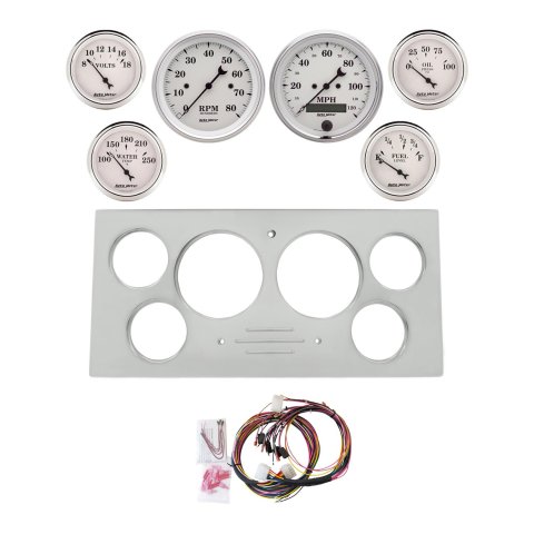 AutoMeter Old Tyme White 73-79 Ford Truck Billet Panel/Gauge Kit SR- 3-3/8in. (x2) & 2-1/16in. (x4)